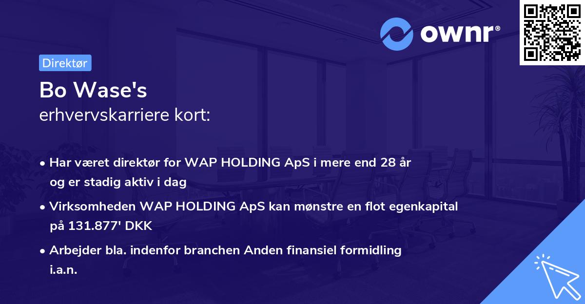 Bo Wase's erhvervskarriere kort
