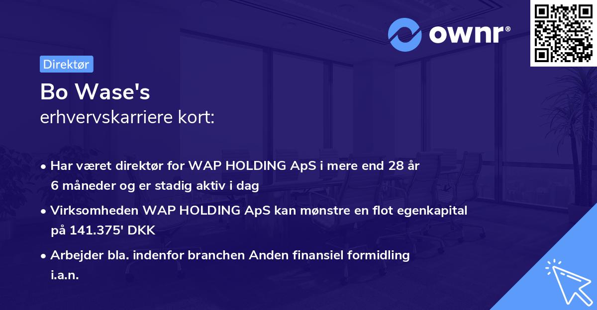 Bo Wase's erhvervskarriere kort