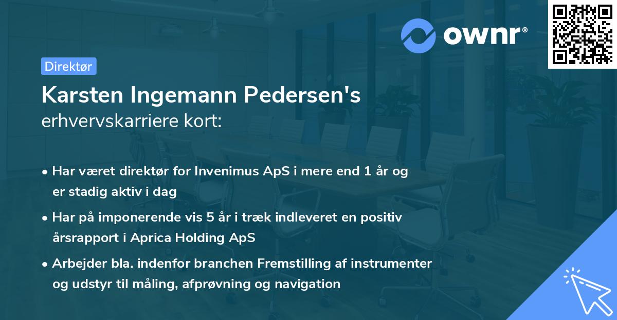 Karsten Ingemann Pedersen's erhvervskarriere kort