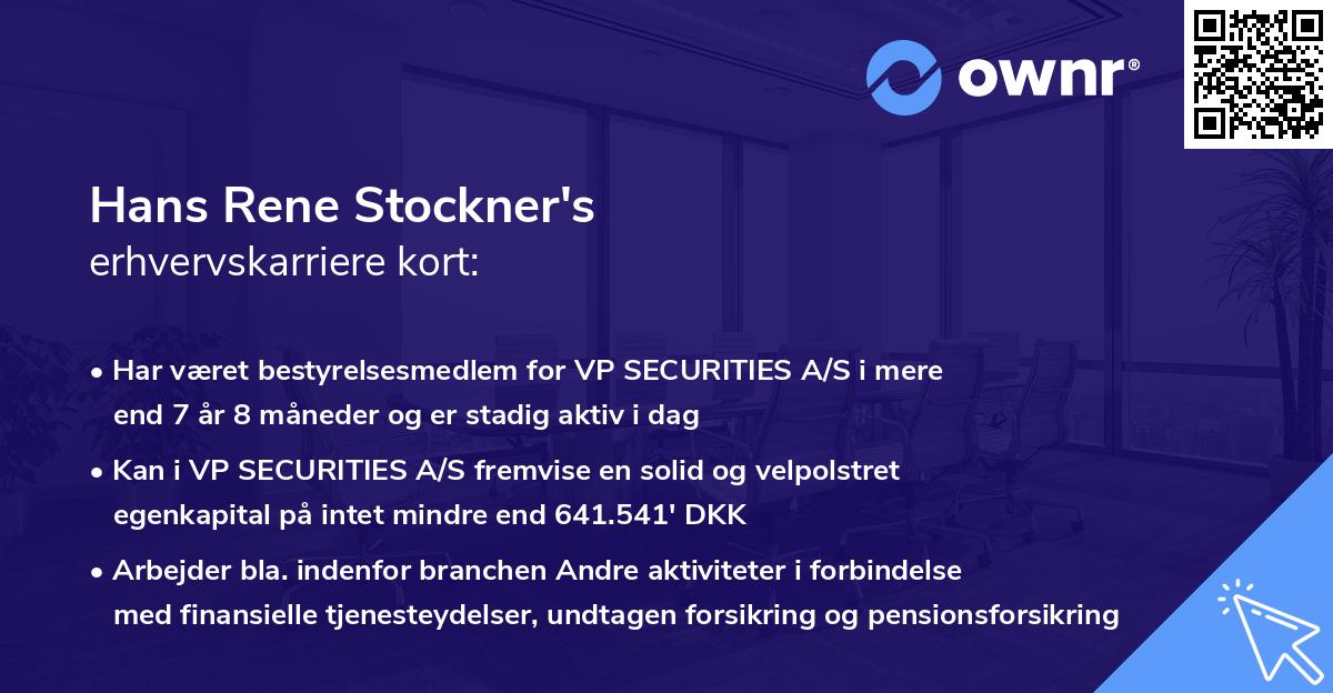 Hans Rene Stockner's erhvervskarriere kort