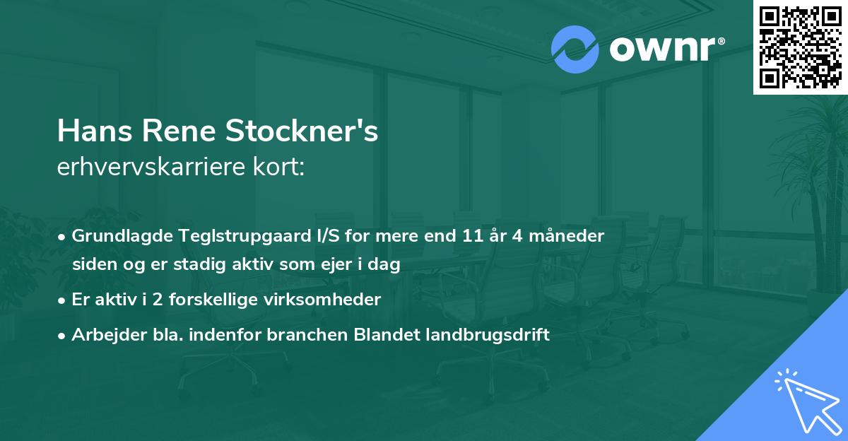 Hans Rene Stockner's erhvervskarriere kort
