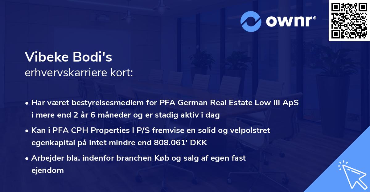 Vibeke Bodi's erhvervskarriere kort