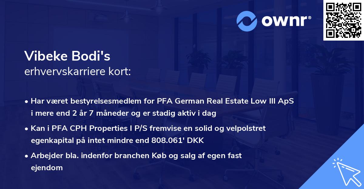 Vibeke Bodi's erhvervskarriere kort