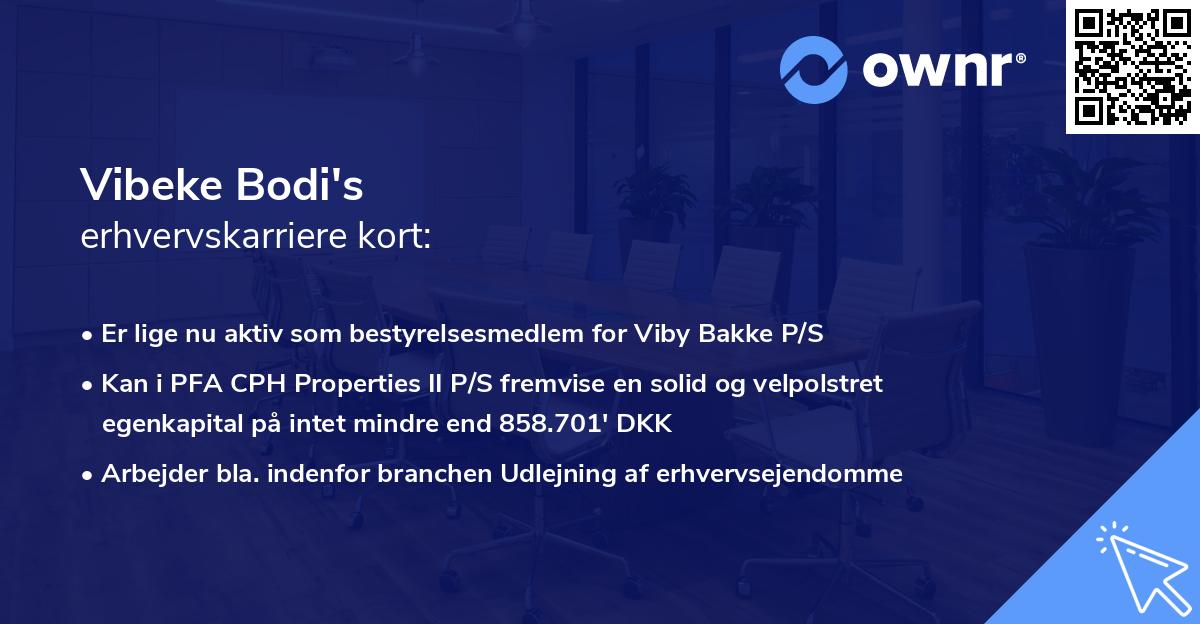 Vibeke Bodi's erhvervskarriere kort