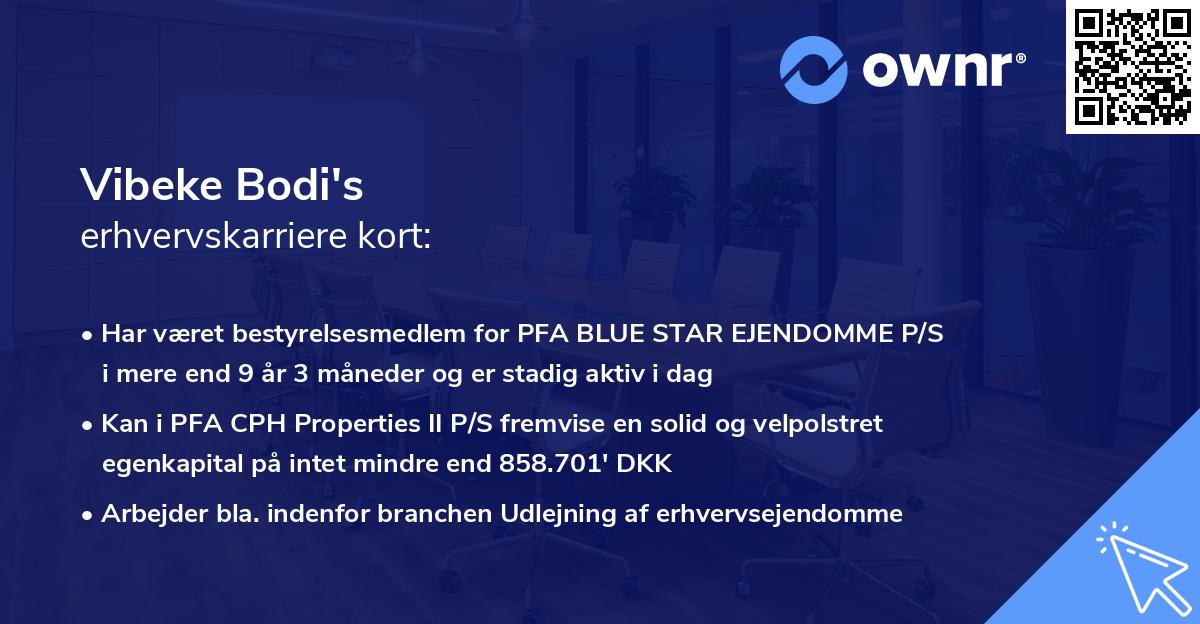 Vibeke Bodi's erhvervskarriere kort