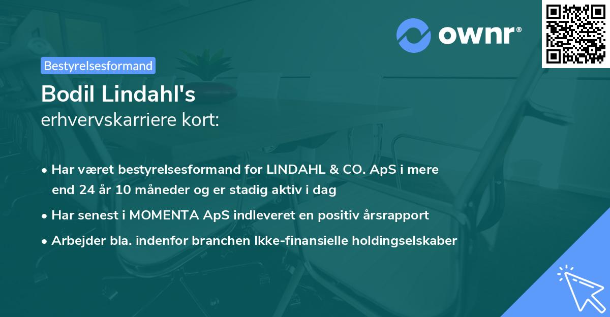 Bodil Lindahl's erhvervskarriere kort