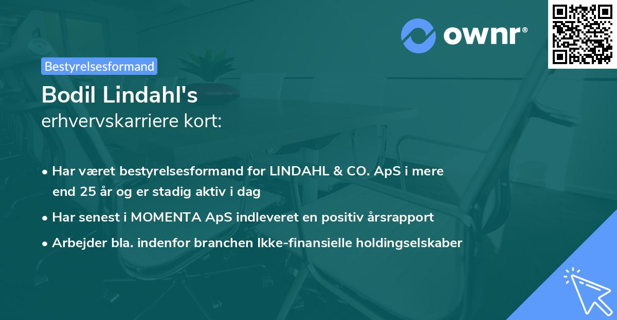 Bodil Lindahl's erhvervskarriere kort
