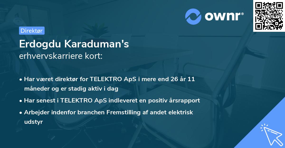 Erdogdu Karaduman's erhvervskarriere kort