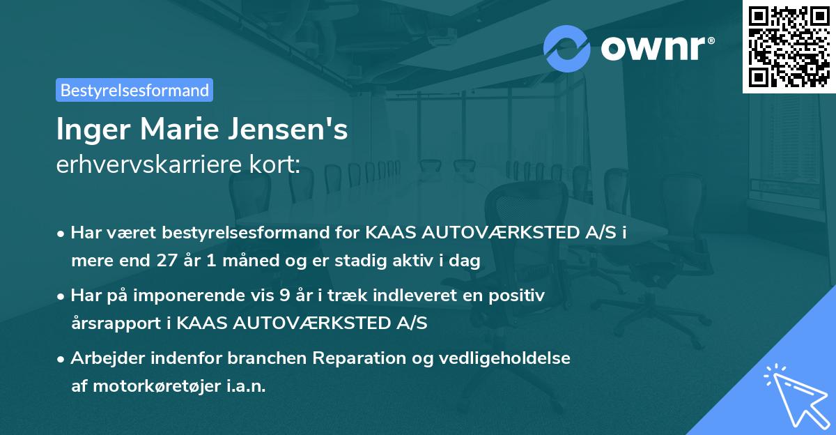 Inger Marie Jensen's erhvervskarriere kort