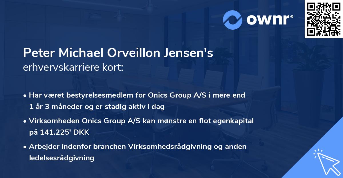 Peter Michael Orveillon Jensen's erhvervskarriere kort