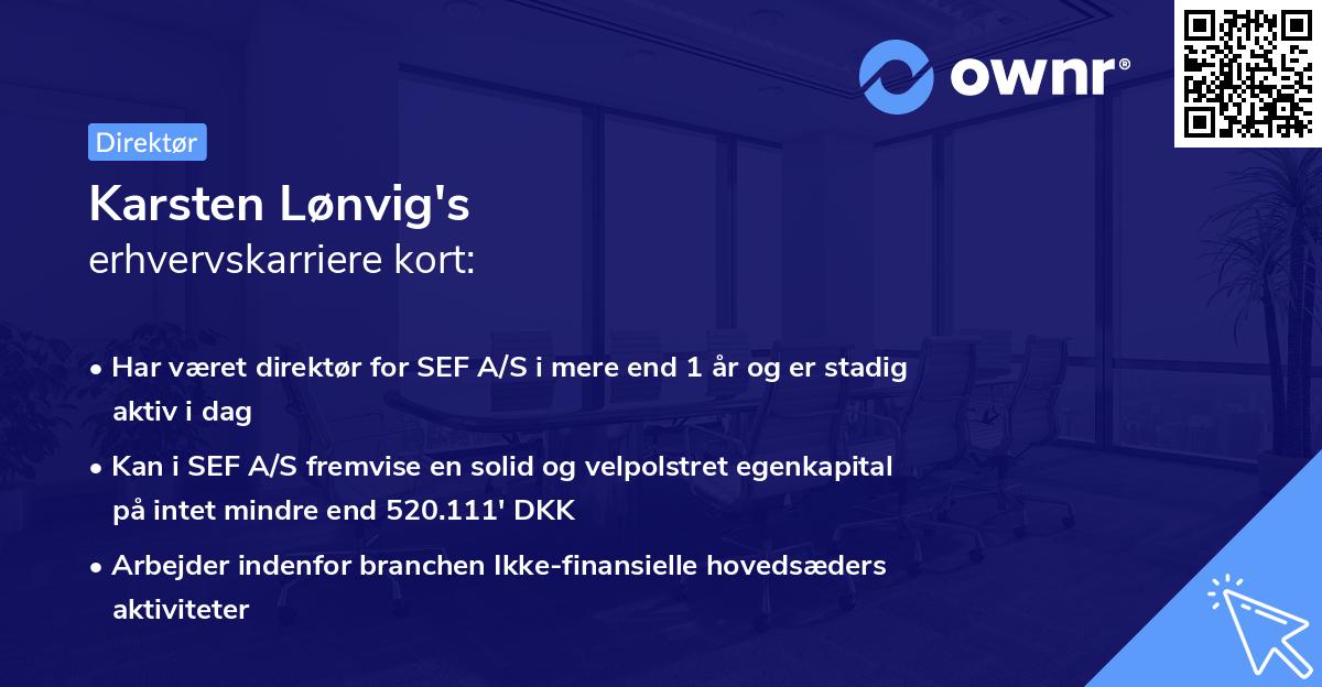 Karsten Lønvig's erhvervskarriere kort