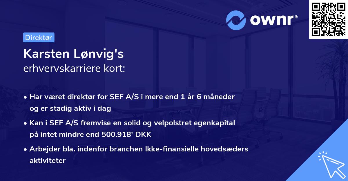 Karsten Lønvig's erhvervskarriere kort