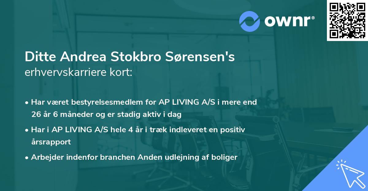 Ditte Andrea Stokbro Sørensen's erhvervskarriere kort