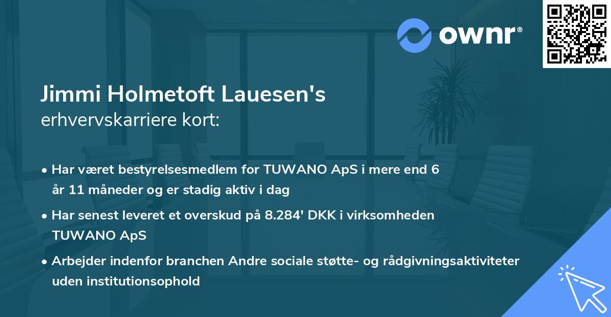 Jimmi Holmetoft Lauesen's erhvervskarriere kort