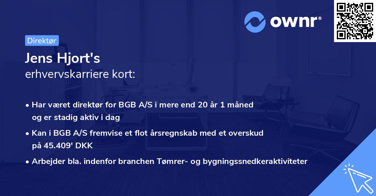 Jens Hjort's erhvervskarriere kort