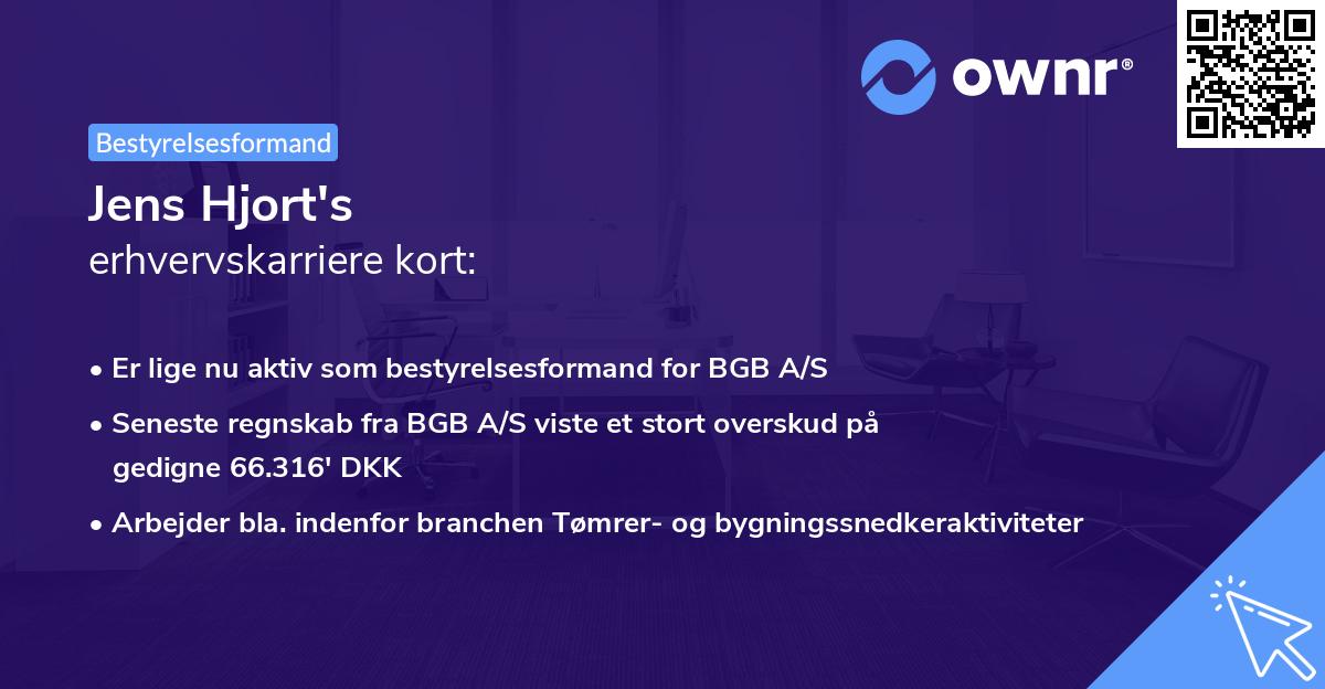 Jens Hjort's erhvervskarriere kort