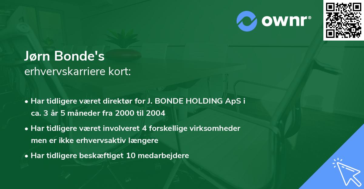 Jørn Bonde's erhvervskarriere kort