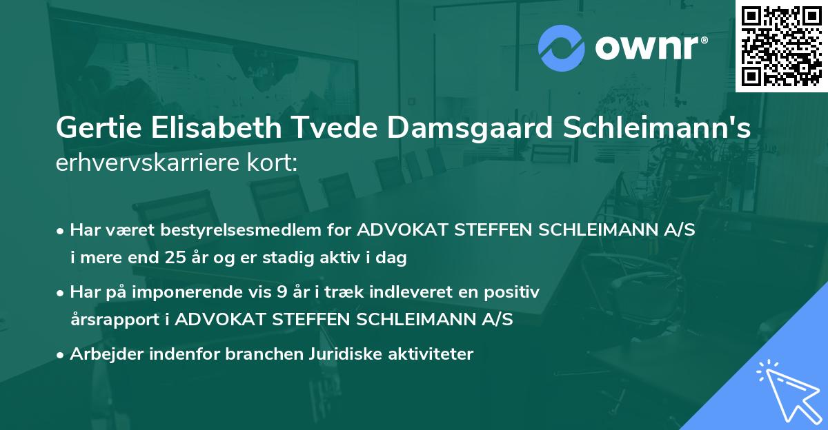 Gertie Elisabeth Tvede Damsgaard Schleimann's erhvervskarriere kort