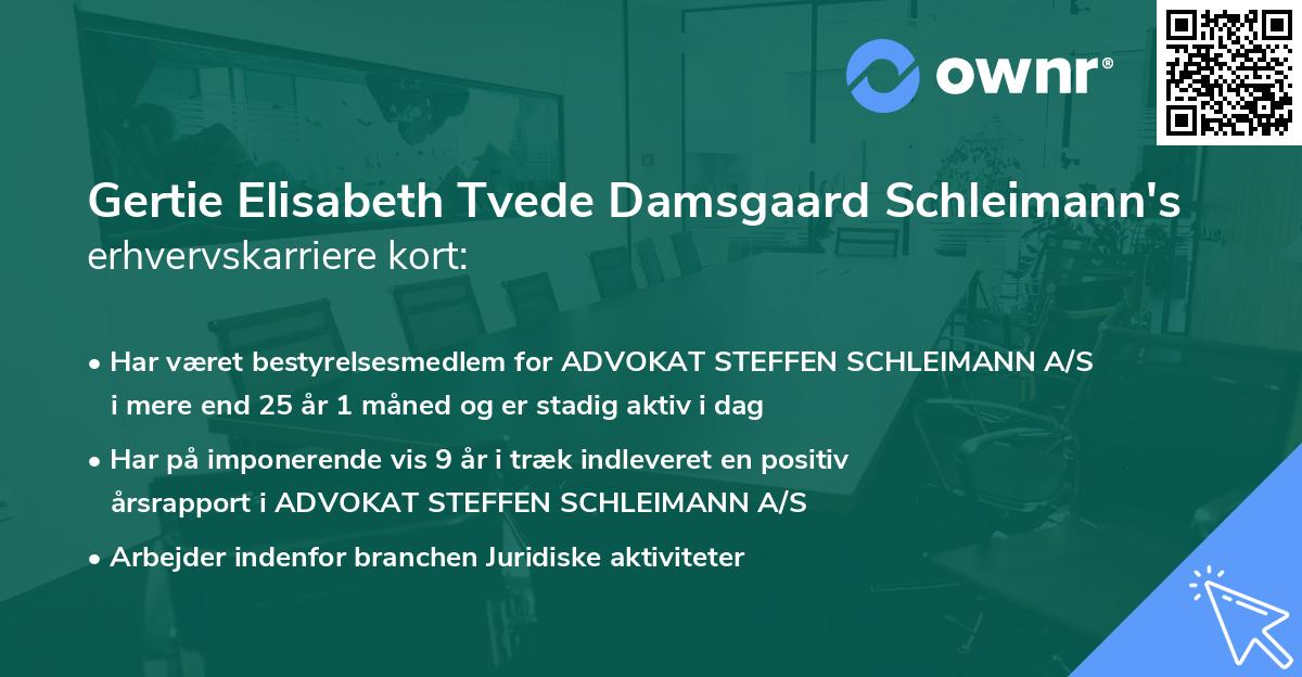 Gertie Elisabeth Tvede Damsgaard Schleimann's erhvervskarriere kort