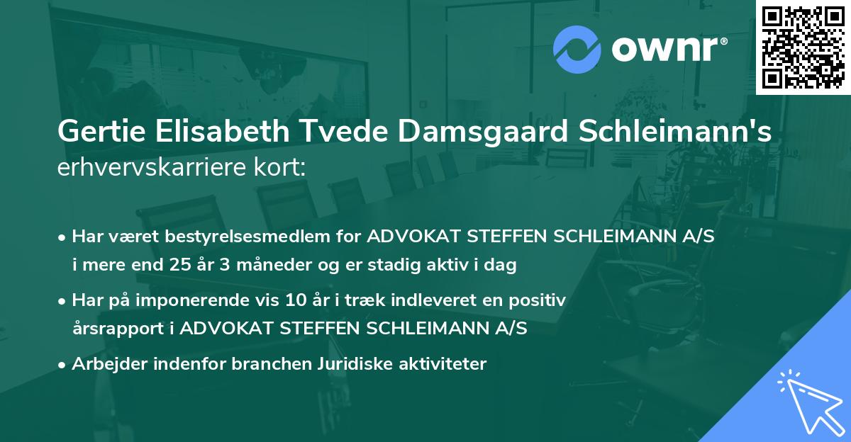 Gertie Elisabeth Tvede Damsgaard Schleimann's erhvervskarriere kort