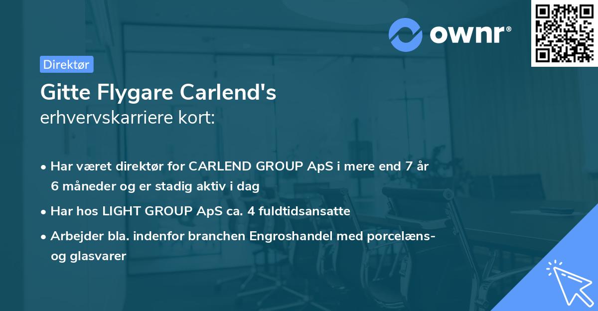 Gitte Flygare Carlend's erhvervskarriere kort