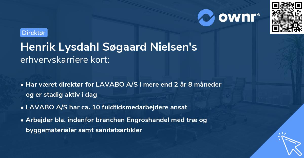 Henrik Lysdahl Søgaard Nielsen's erhvervskarriere kort