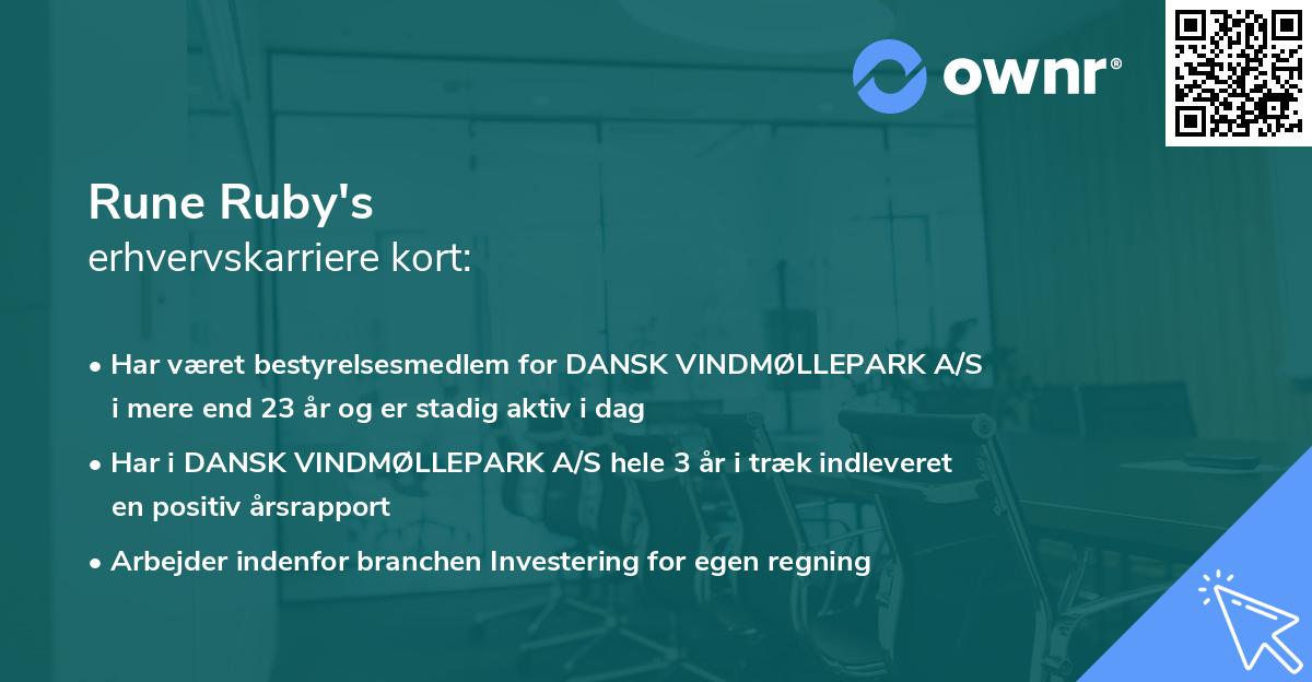 Rune Ruby's erhvervskarriere kort