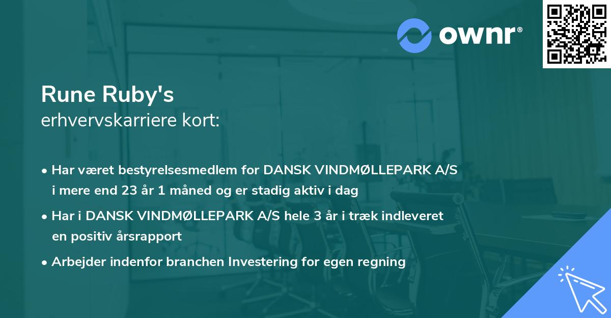 Rune Ruby's erhvervskarriere kort