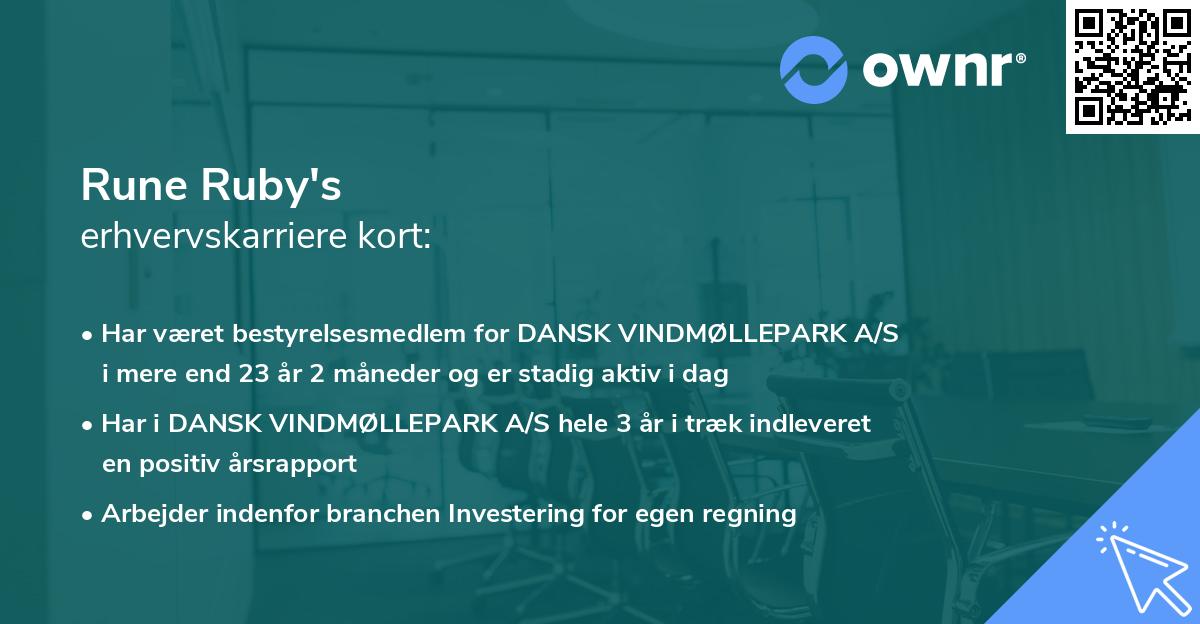 Rune Ruby's erhvervskarriere kort