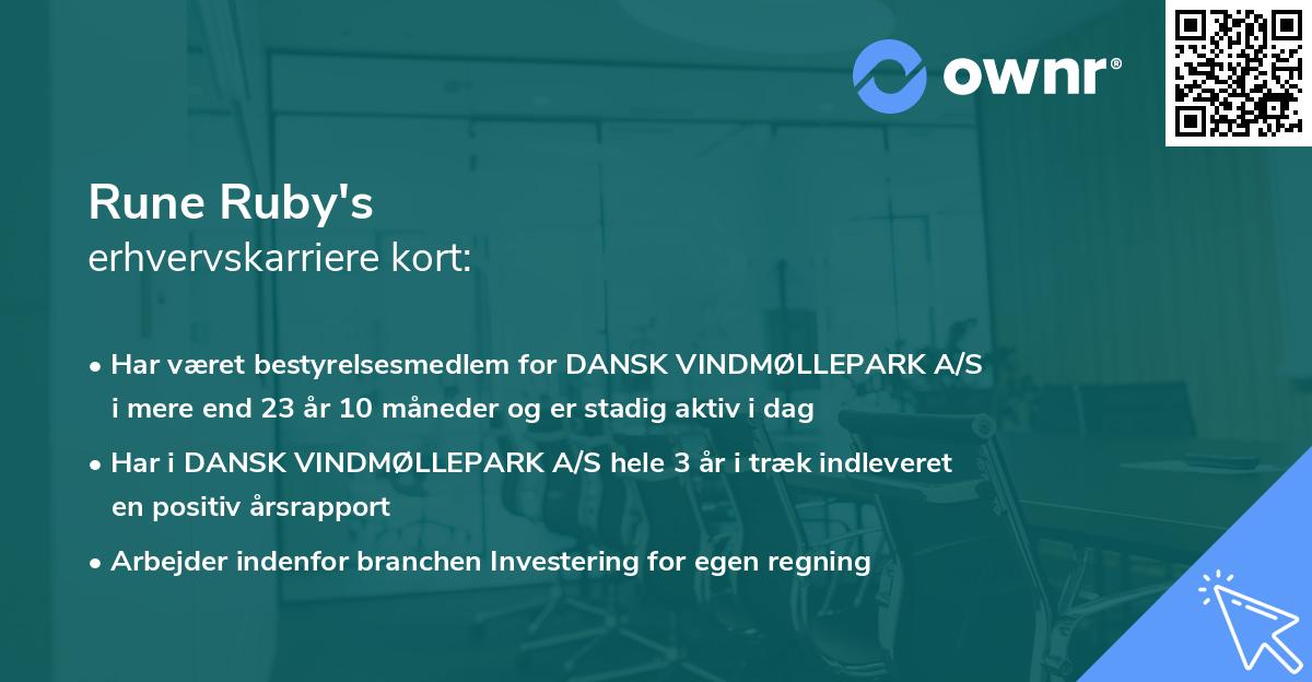 Rune Ruby's erhvervskarriere kort