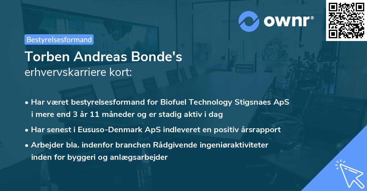 Torben Andreas Bonde's erhvervskarriere kort