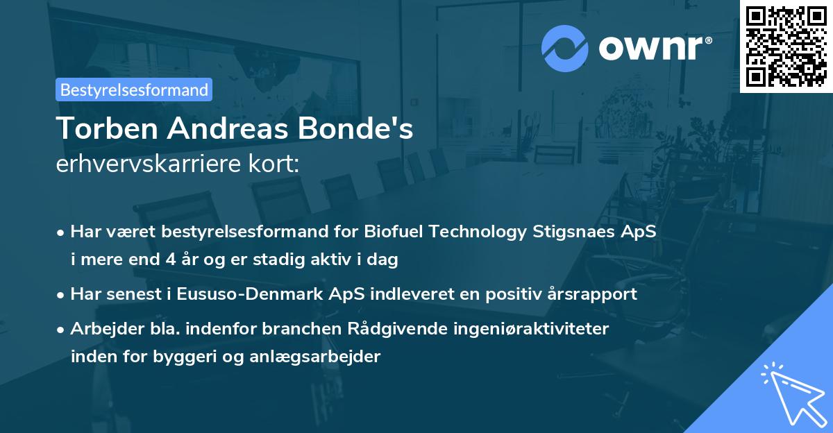 Torben Andreas Bonde's erhvervskarriere kort
