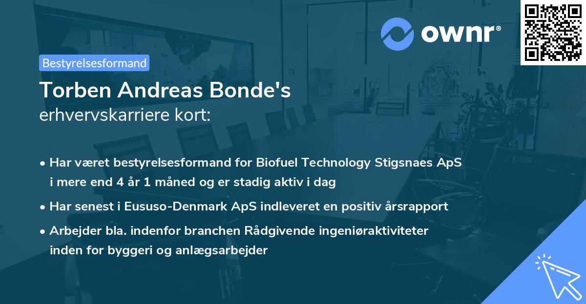 Torben Andreas Bonde's erhvervskarriere kort