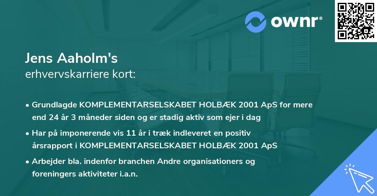 Jens Aaholm's erhvervskarriere kort