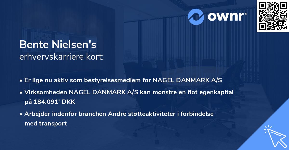 Bente Nielsen's erhvervskarriere kort