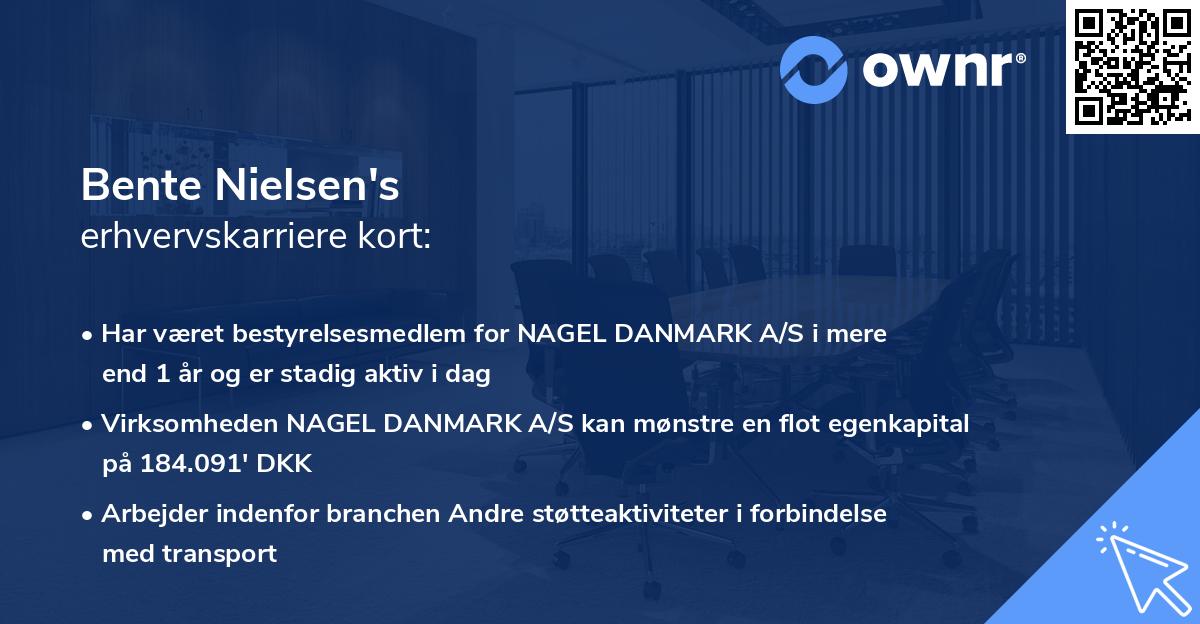 Bente Nielsen's erhvervskarriere kort