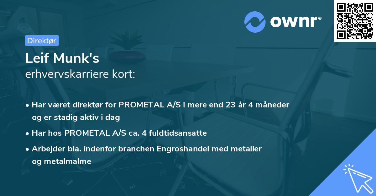 Leif Munk's erhvervskarriere kort