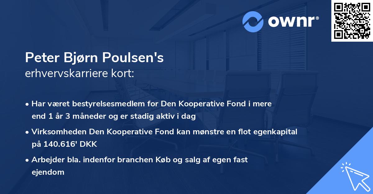 Peter Bjørn Poulsen's erhvervskarriere kort