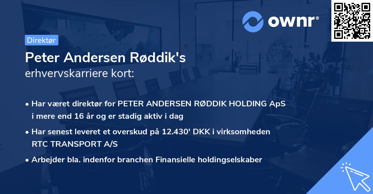 Peter Andersen Røddik's erhvervskarriere kort
