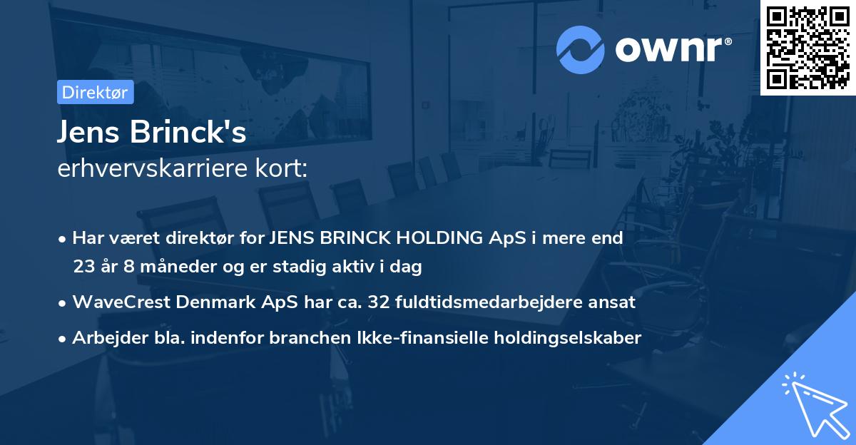 Jens Brinck's erhvervskarriere kort