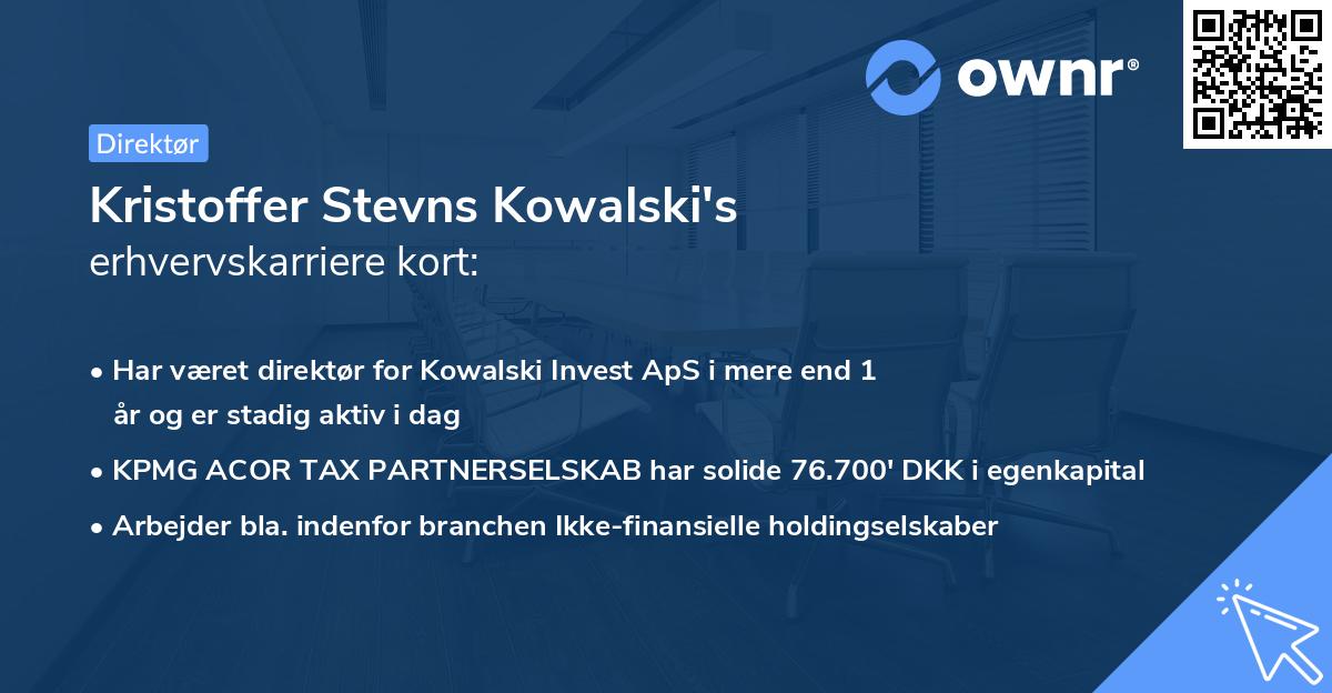 Kristoffer Stevns Kowalski's erhvervskarriere kort