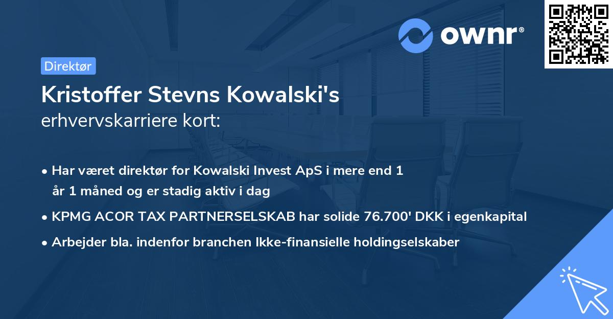 Kristoffer Stevns Kowalski's erhvervskarriere kort