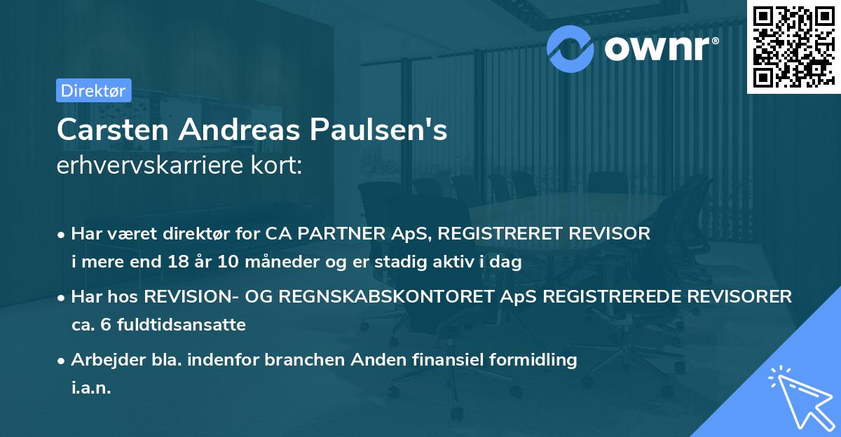 Carsten Andreas Paulsen's erhvervskarriere kort