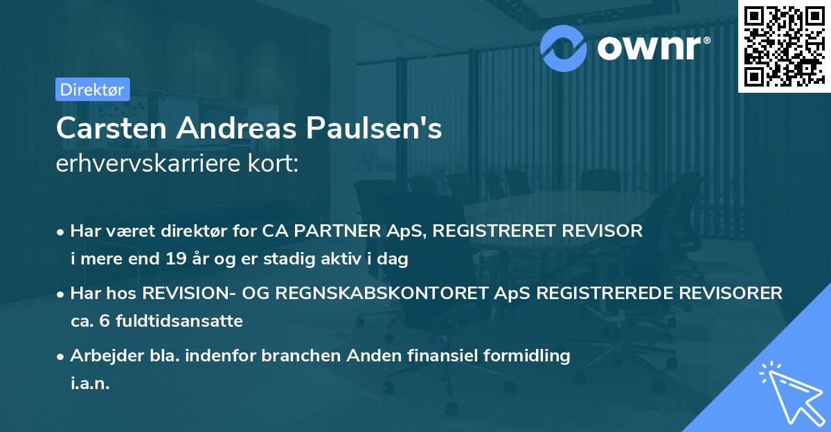 Carsten Andreas Paulsen's erhvervskarriere kort