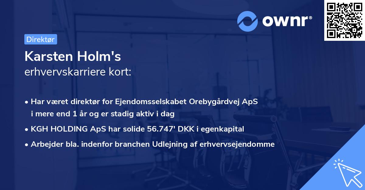 Karsten Holm's erhvervskarriere kort