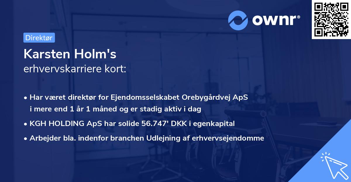 Karsten Holm's erhvervskarriere kort