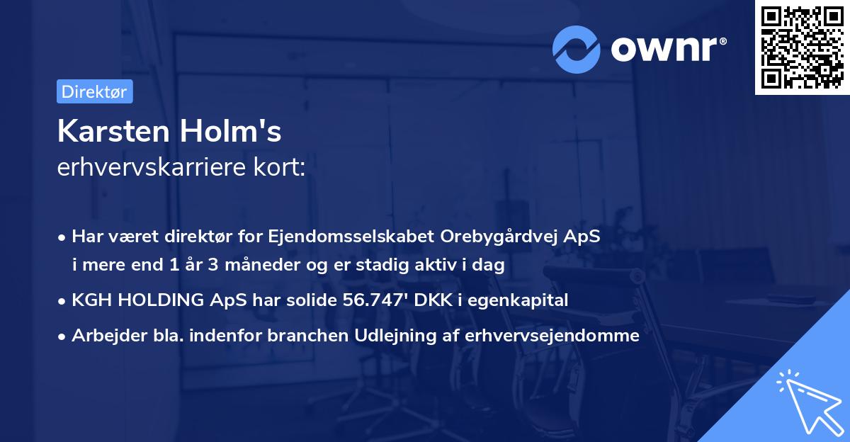 Karsten Holm's erhvervskarriere kort