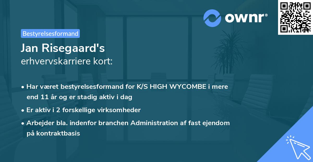 Jan Risegaard's erhvervskarriere kort