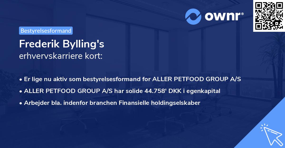 Frederik Bylling's erhvervskarriere kort