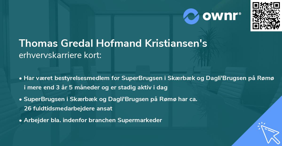 Thomas Gredal Hofmand Kristiansen's erhvervskarriere kort